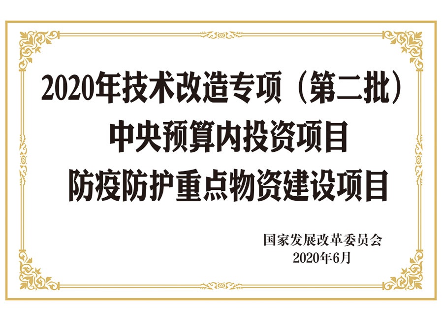 2020年技术改造专项(第二批) 中央预算内投资项目 防疫防护重点物资建设项目